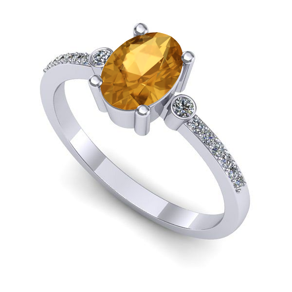 Inel de logodna din aur alb cu citrin