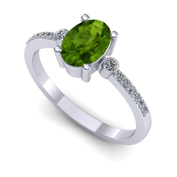 Inel de logodna din aur alb cu peridot