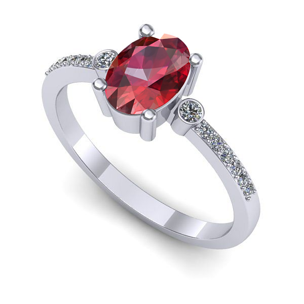 Inel de logodna din aur alb cu rubin