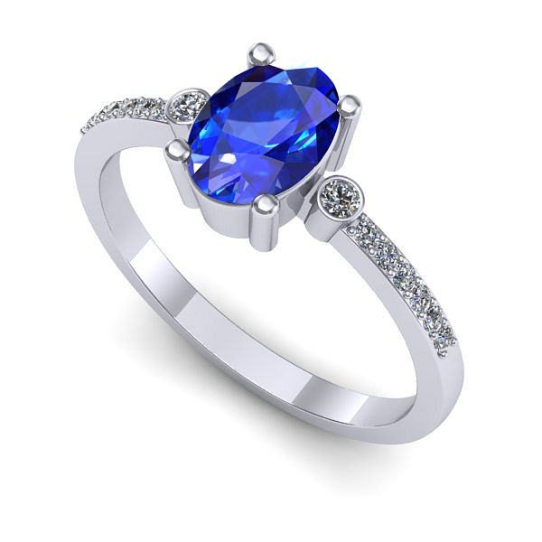 Inel din aur alb cu safir