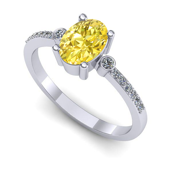 Inel logodna din aur alb cu safir galben