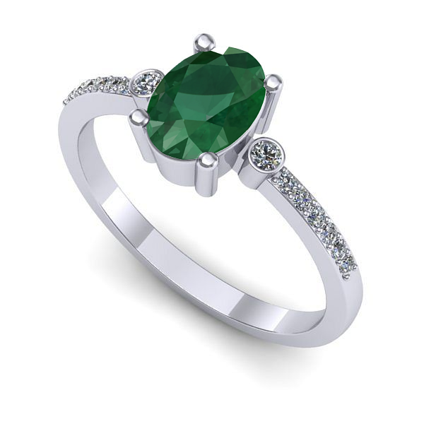 Inel din aur alb cu smarald