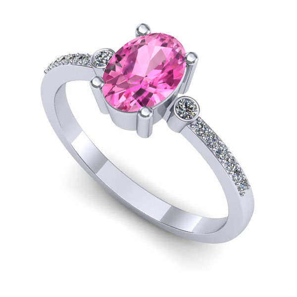 Inel de logodna din aur alb cu safir roz