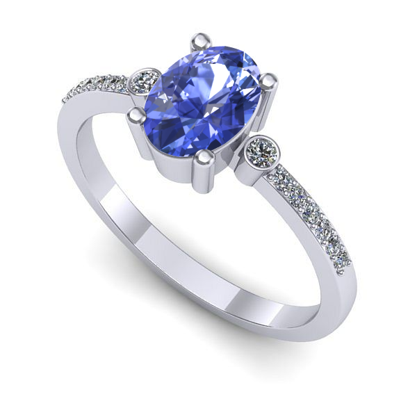 Inel din aur alb cu tanzanit