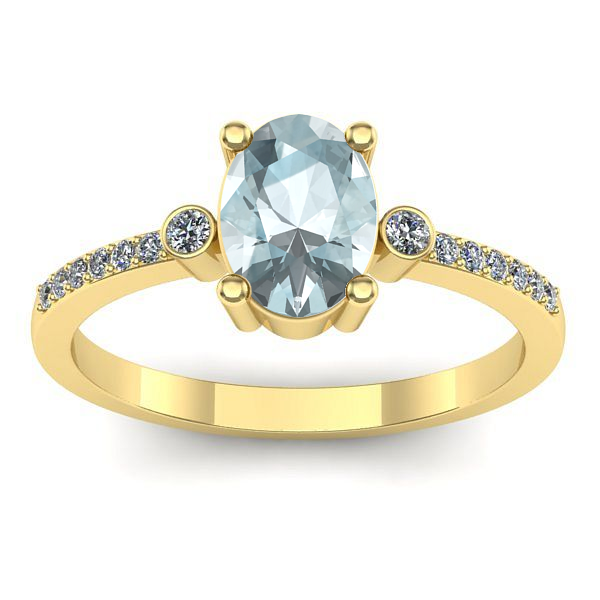 Inel de logodna cu aquamarin oval