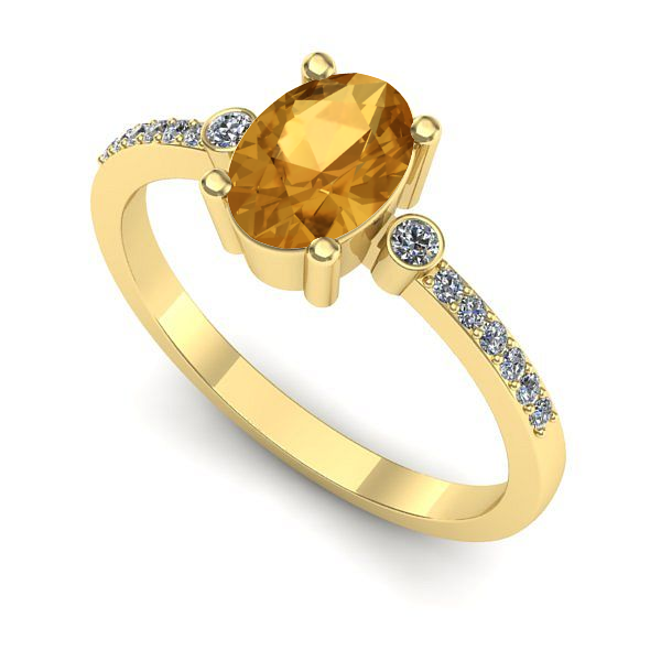 Inel de logodna din aur galben cu citrin