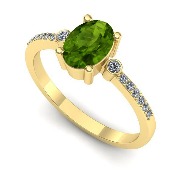 Inel logodna din aur galben cu peridot