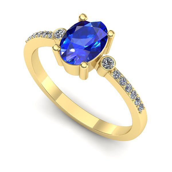 Inel logodna din aur galben cu safir