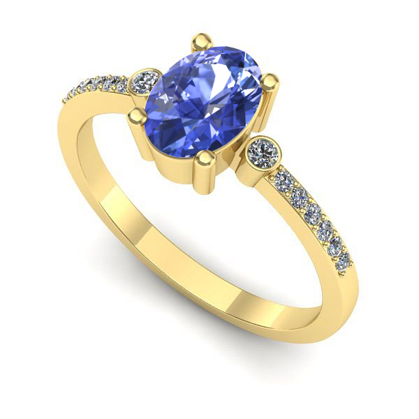 Inel de logodna din aur galben cu tanzanit