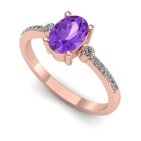 Inel din aur roz cu ametist