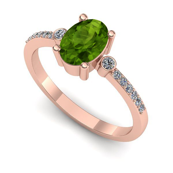 Inel din aur roz cu peridot