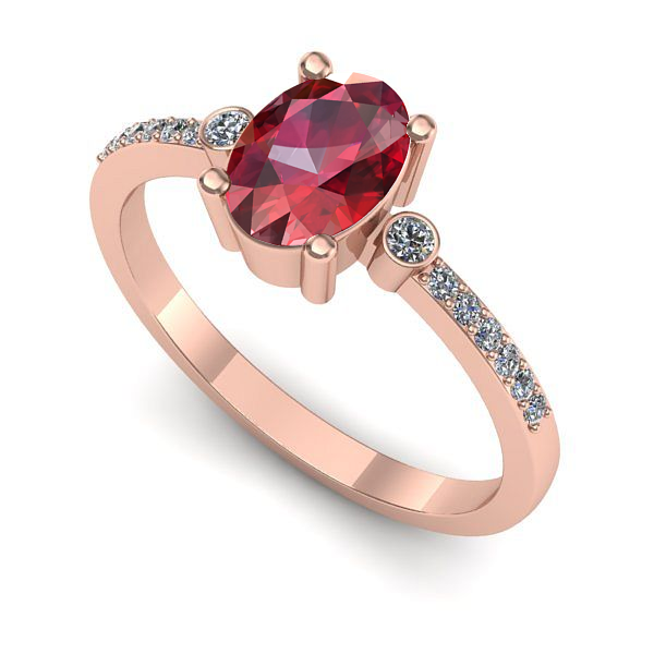 Inel logodna din aur roz cu rubin