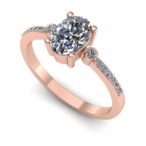 Inel logodna din aur roz cu diamant de laborator