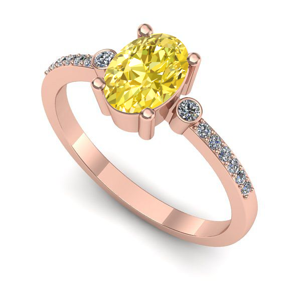 Inel de logodna din aur roz cu safir galben