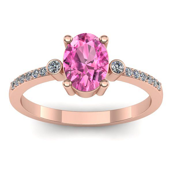 Inel logodna cu safir roz oval