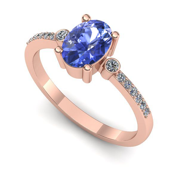 Inel din aur roz cu tanzanit