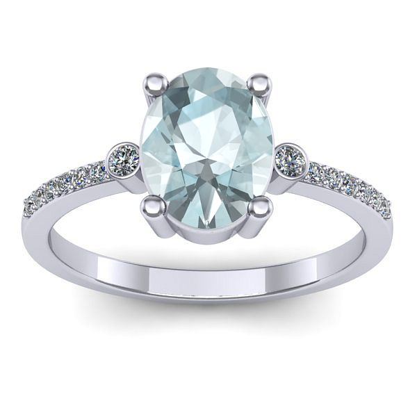 Inel logodna cu aquamarin oval