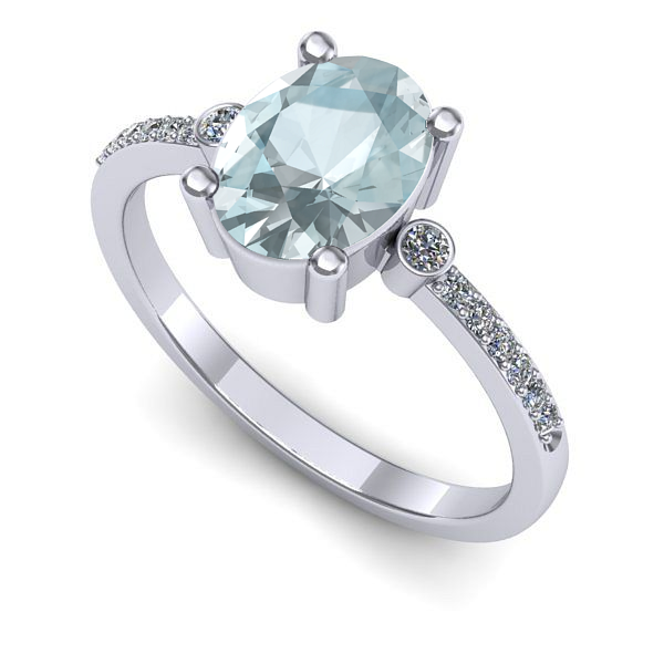 Inel de logodna din aur alb cu aquamarin