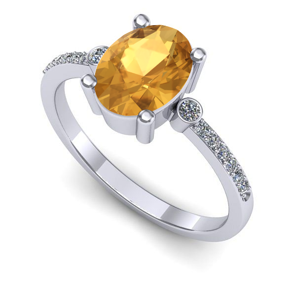 Inel de logodna din aur alb cu citrin