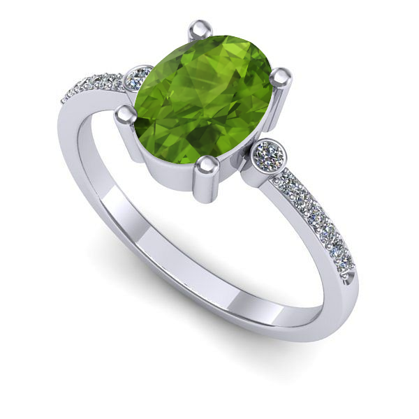 Inel logodna din aur alb cu peridot