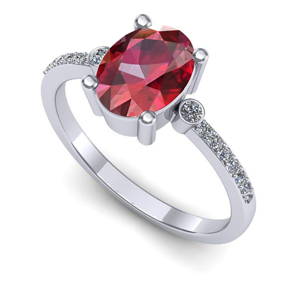 Inel logodna din aur alb cu rubin