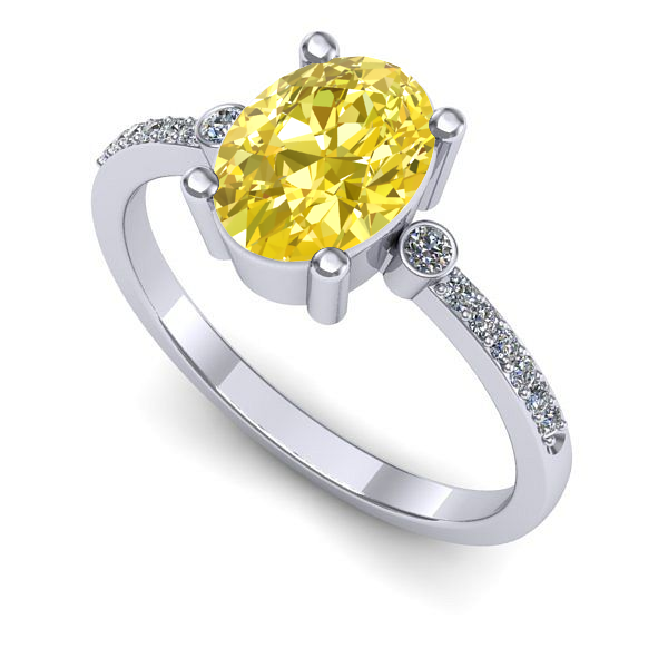 Inel de logodna din aur alb cu safir galben