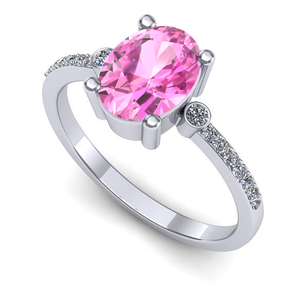 Inel din aur alb cu safir roz