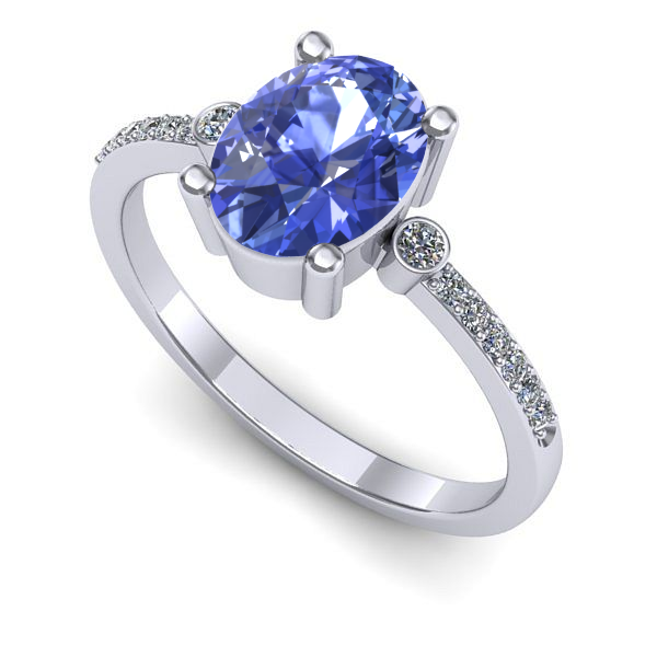 Inel logodna din aur alb cu tanzanit