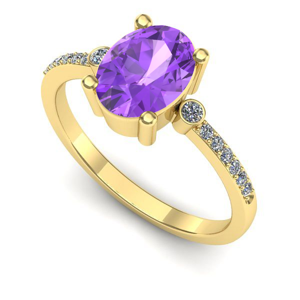Inel logodna din aur galben cu ametist