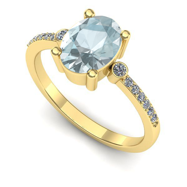 Inel din aur galben cu aquamarin