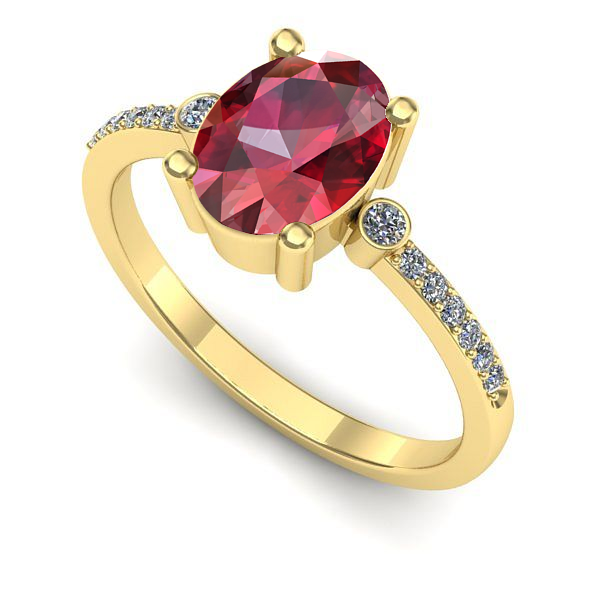 Inel logodna din aur galben cu rubin