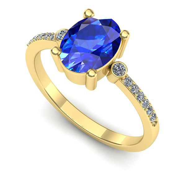 Inel logodna din aur galben cu safir