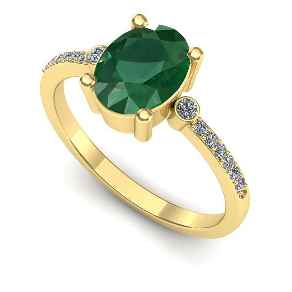 Inel logodna din aur galben cu smarald