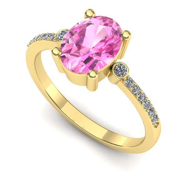 Inel din aur galben cu safir roz