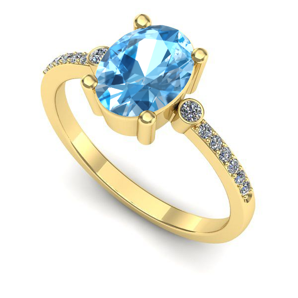 Inel logodna din aur galben cu topaz blue
