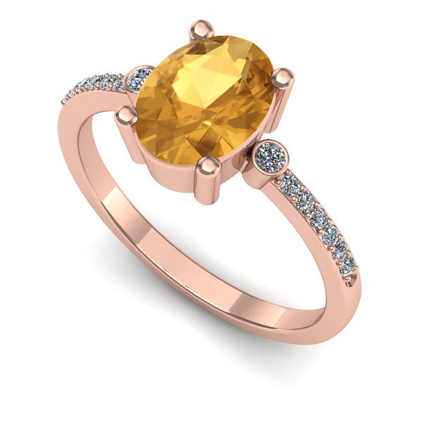 Inel logodna din aur roz cu citrin