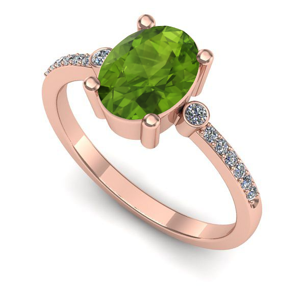 Inel de logodna din aur roz cu peridot