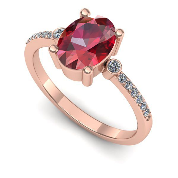 Inel logodna din aur roz cu rubin