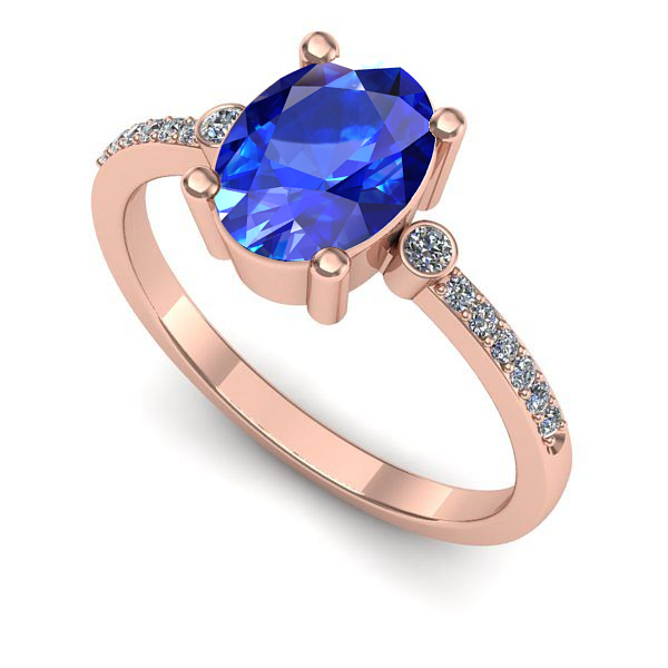 Inel logodna din aur roz cu safir