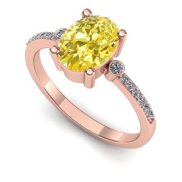 Inel de logodna din aur roz cu safir galben