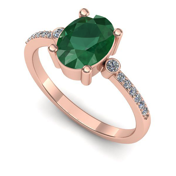 Inel logodna din aur roz cu smarald
