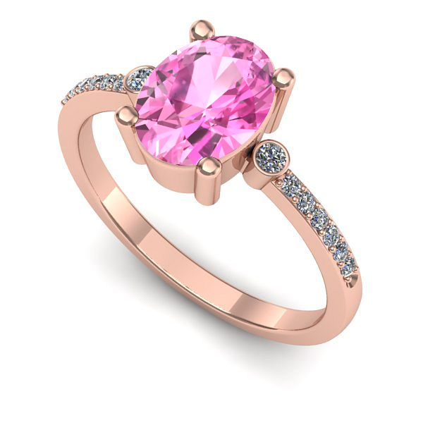 Inel de logodna din aur roz cu safir roz