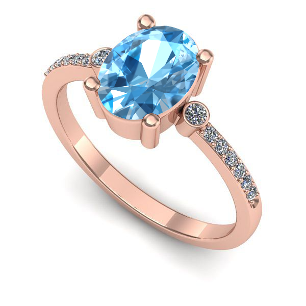 Inel de logodna din aur roz cu topaz blue