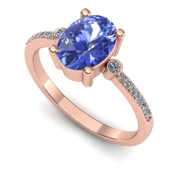 Inel logodna din aur roz cu tanzanit
