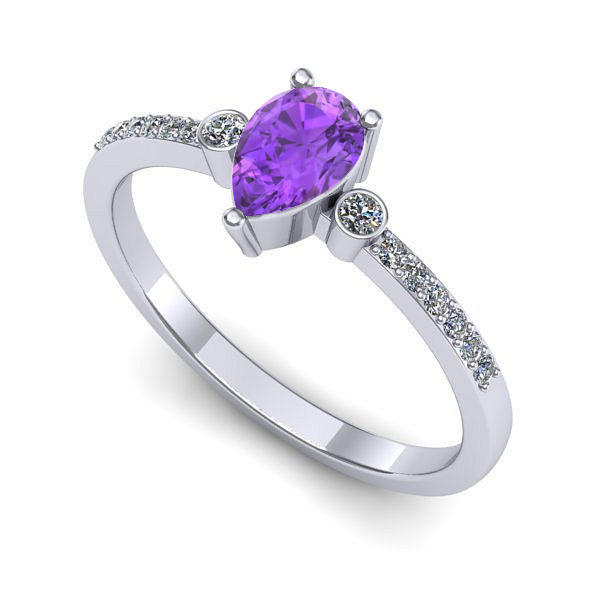 Inel din aur alb cu ametist