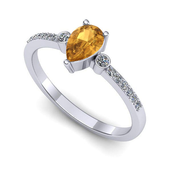 Inel din aur alb cu citrin