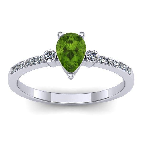 Inel de logodna cu peridot lacrima