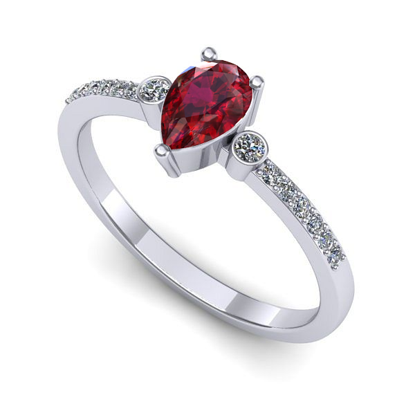 Inel de logodna din aur alb cu rubin