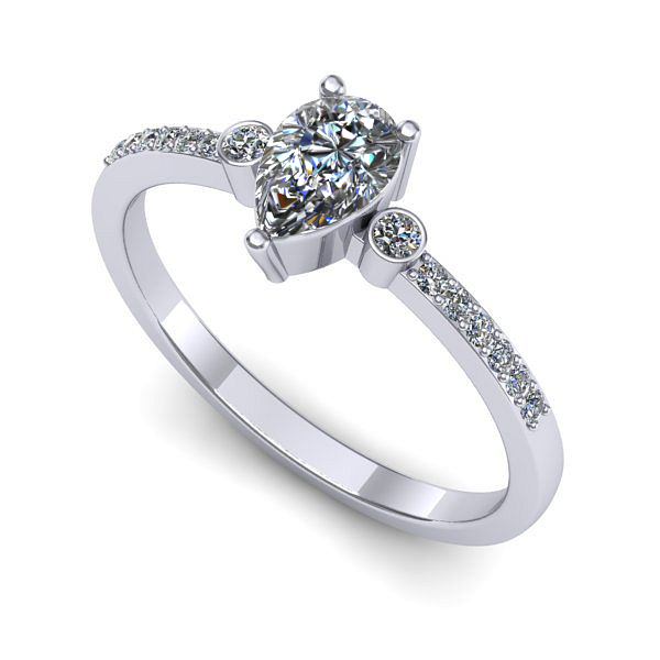 Inel de logodna din aur alb cu safir alb