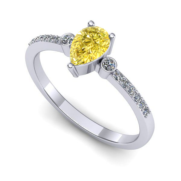 Inel din aur alb cu safir galben